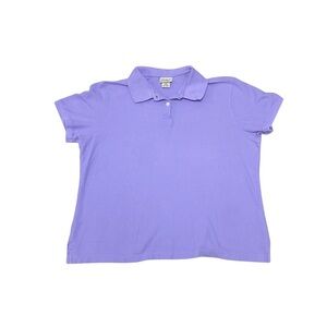Vintage LL Bean Women's Purple Polo Shirt Top Collar Short Sleeve XL 100% Cotton